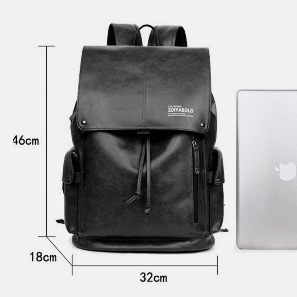 Herren Kunstleder Große Kapazität Wasserdicht 13.3 Zoll Laptoptasche Reisetasche Rucksack Mit Usb-Aufladung