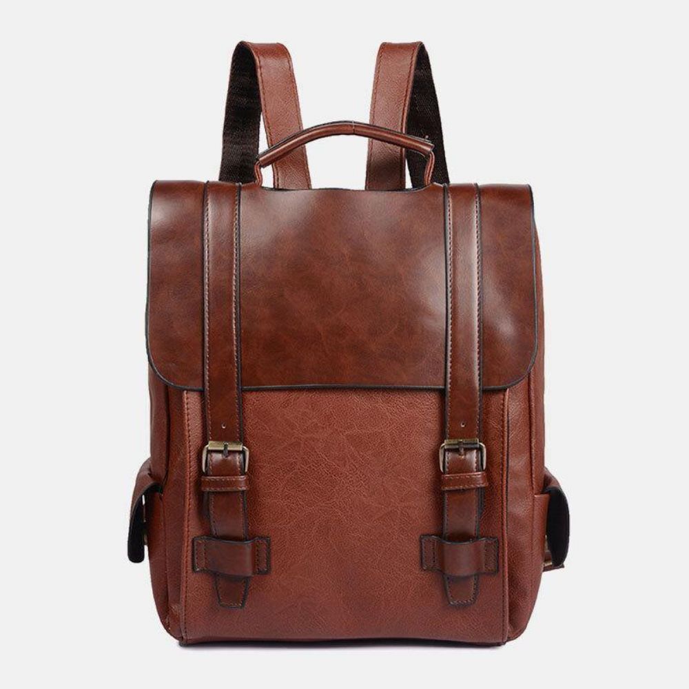 Herren Kunstleder Retro Business Outdoor Wasserdichte Große Kapazität Schultasche Rucksack