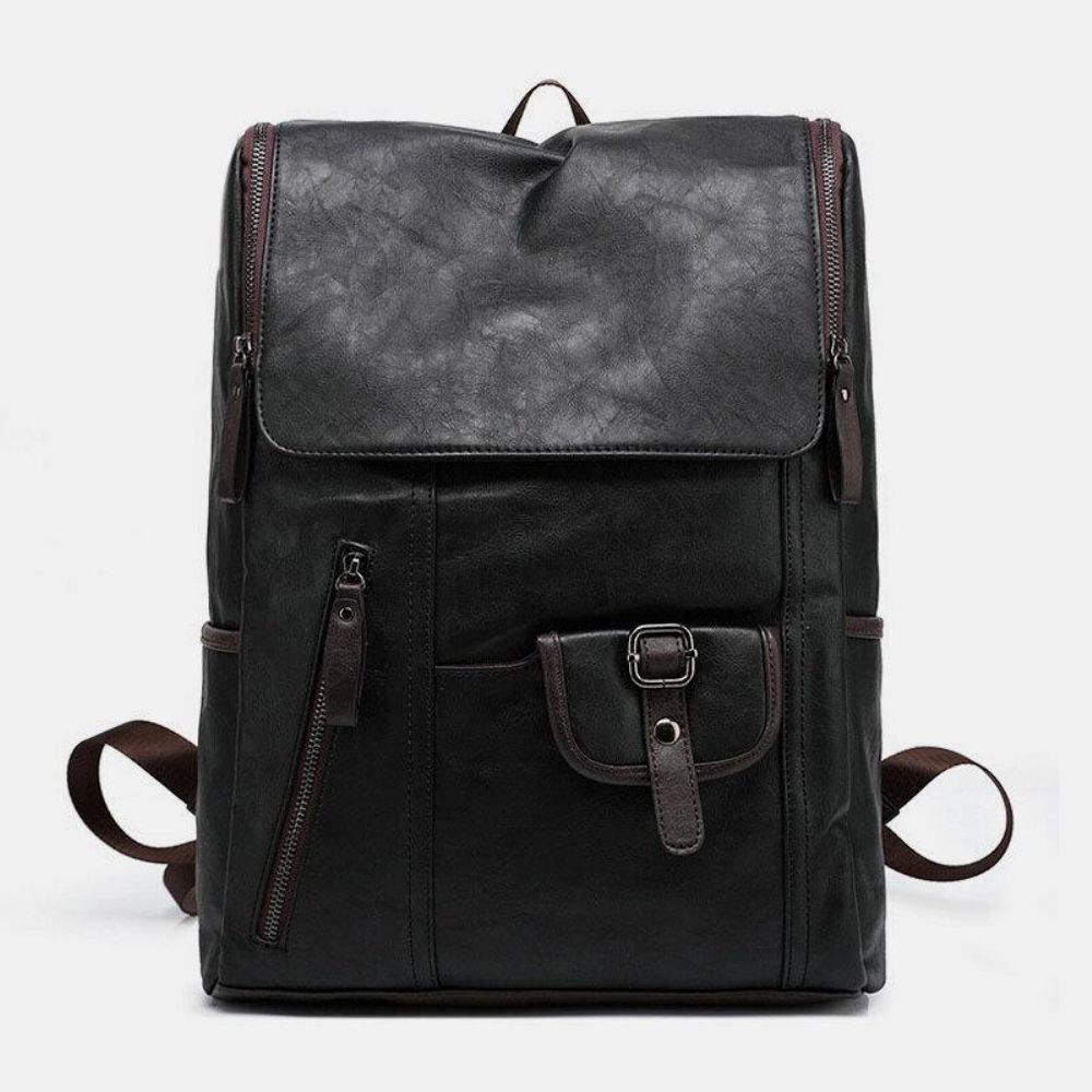 Herren Kunstleder Solid Casual Business 14 Zoll Laptoptasche Reisetasche Rucksack