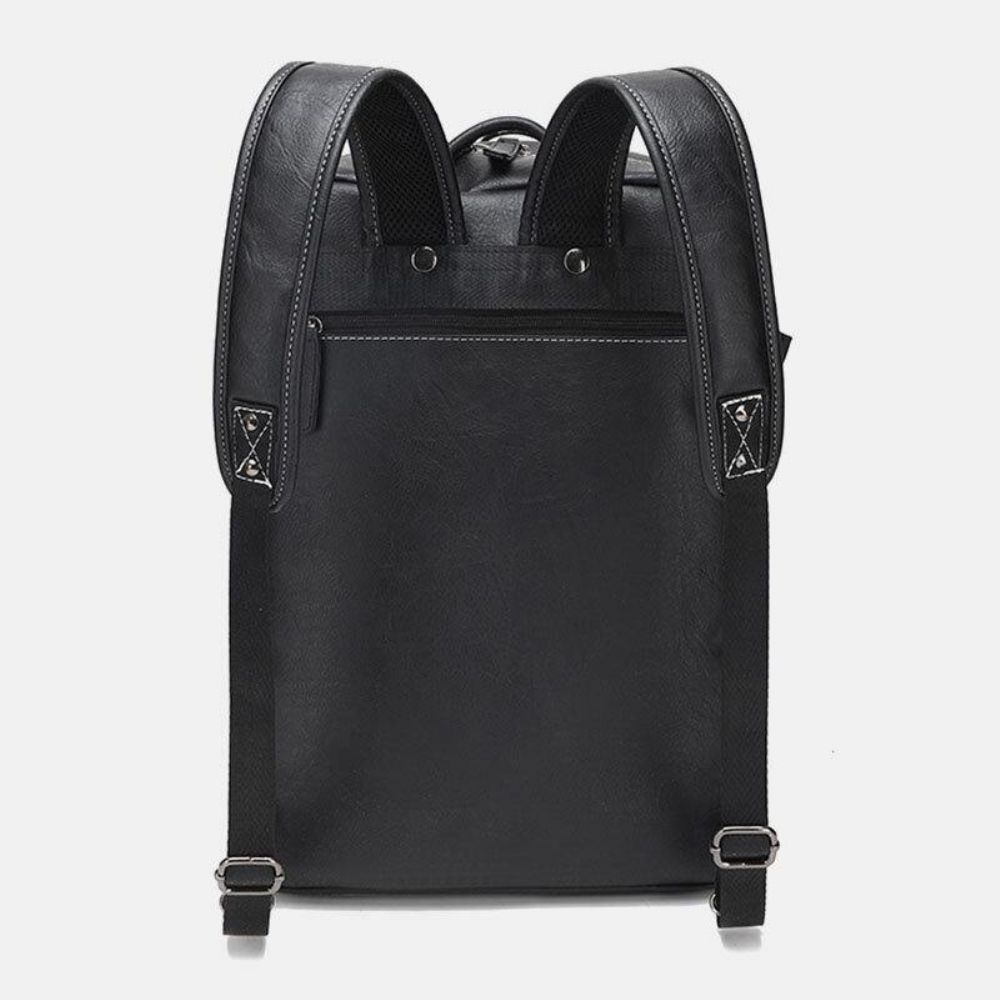 Herren Mehrzweck-Pu-Leder-Rucksack 15.6 Zoll Große Kapazität Multi-Pocket-Laptop-Tasche Handtasche Crossbody-Taschen