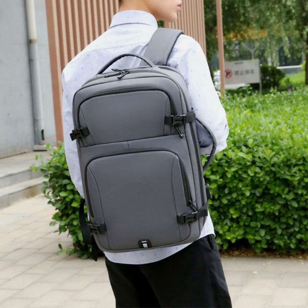 Herren Nylon Große Kapazität 14 Zoll Laptoptasche Mehrschichtiger Business Casual Reiserucksack Mit Usb-Aufladung