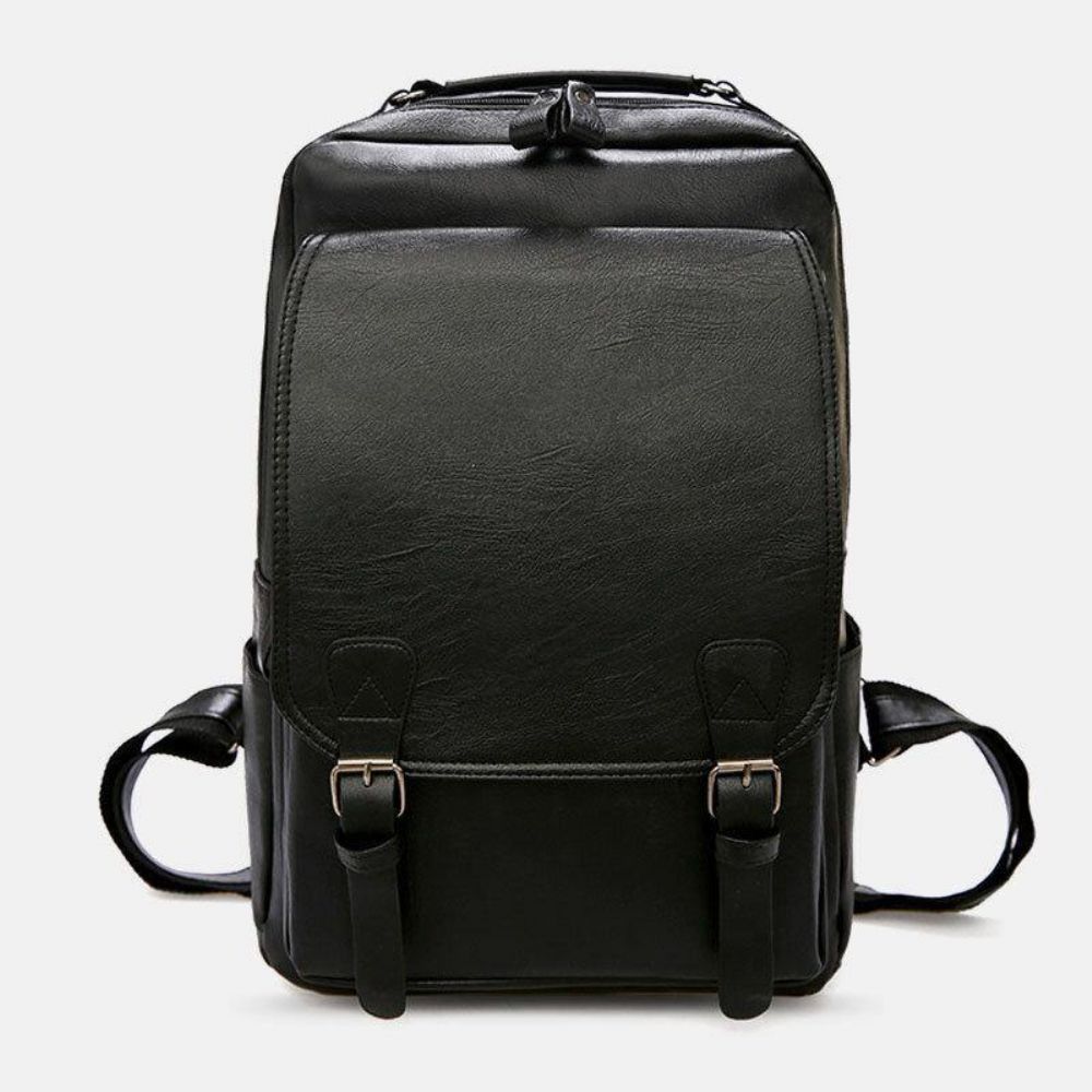 Herren Pu-Leder Vintage Business Wasserdichter Verschleißfester 15.6-Zoll-Laptop-Rucksack Mit Großer Kapazität