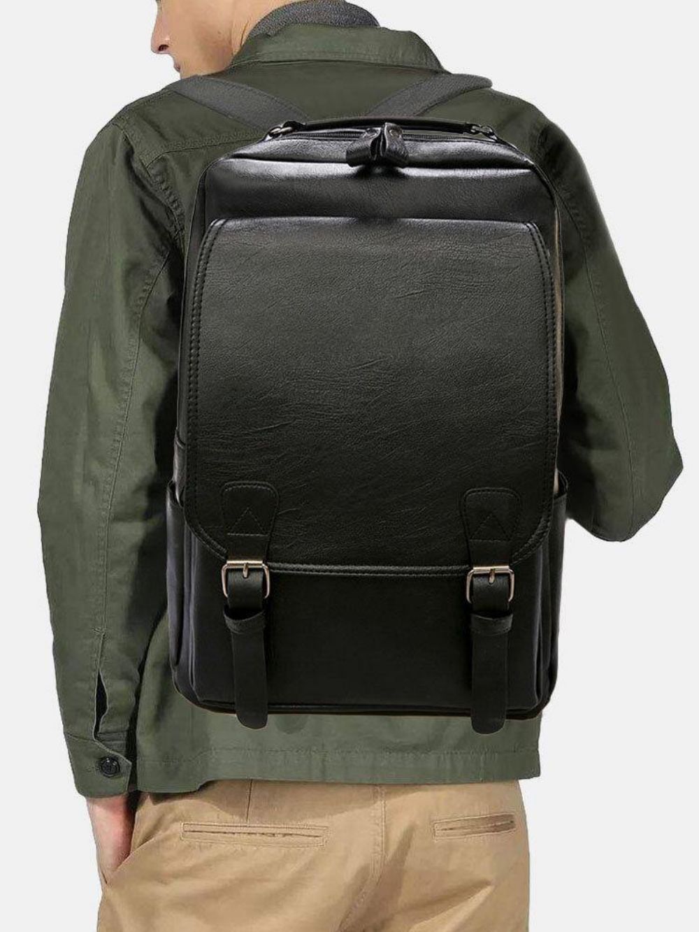 Herren Pu-Leder Vintage Business Wasserdichter Verschleißfester 15.6-Zoll-Laptop-Rucksack Mit Großer Kapazität