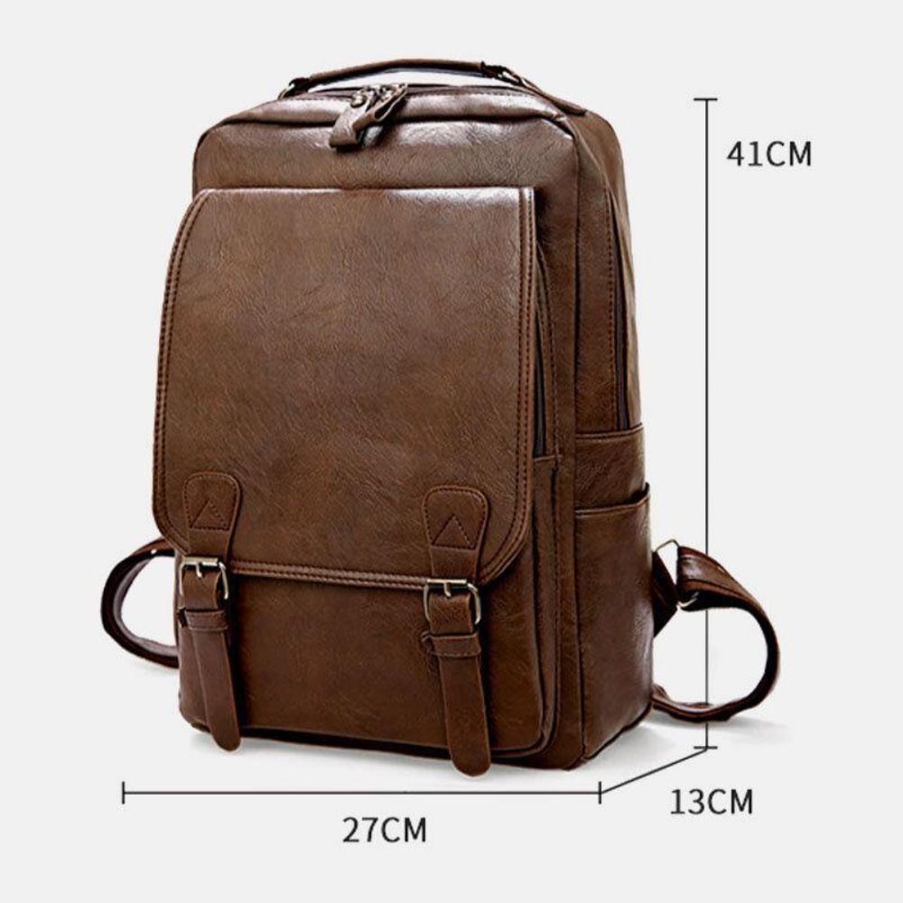 Herren Pu-Leder Vintage Business Wasserdichter Verschleißfester 15.6-Zoll-Laptop-Rucksack Mit Großer Kapazität