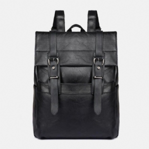 Herren Retro Kunstleder Große Kapazität Multi-Pocket 14 Zoll Laptop Spritzwassergeschützter Schulranzen Rucksack