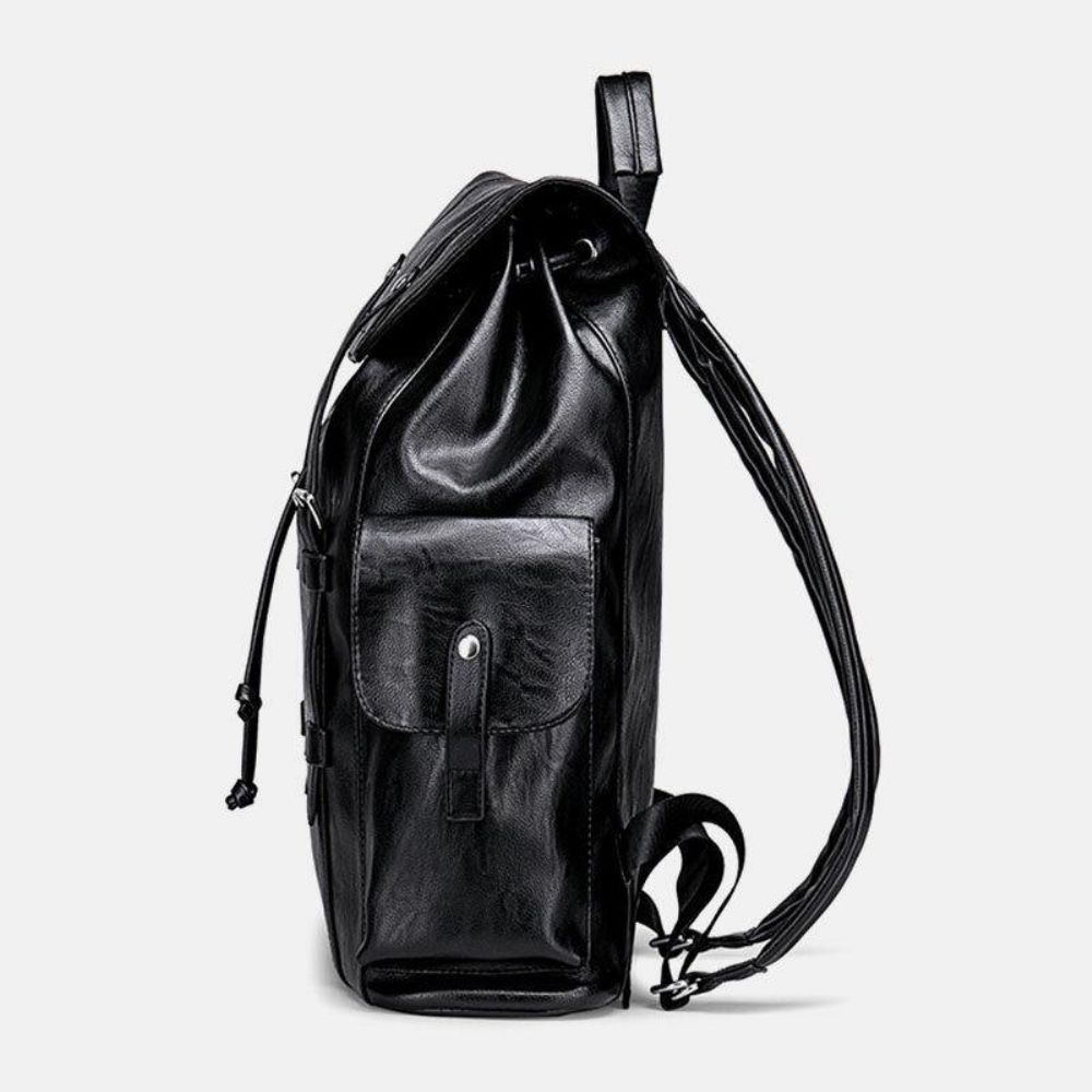 Herren Retro Kunstleder Große Kapazität Wasserdichte Schultasche Reiserucksack