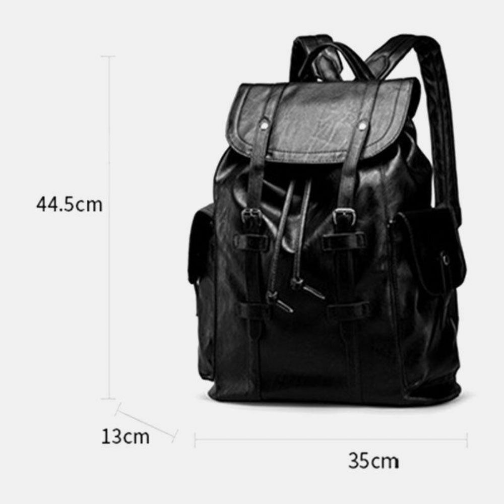 Herren Retro Kunstleder Große Kapazität Wasserdichte Schultasche Reiserucksack