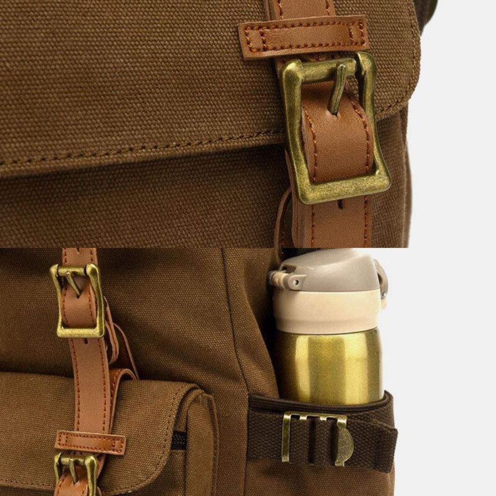 Herren-Rucksack Aus Echtem Leder Und Segeltuch Usb-Aufladung Retro-Reisen Im Freien Mit Großer Kapazität