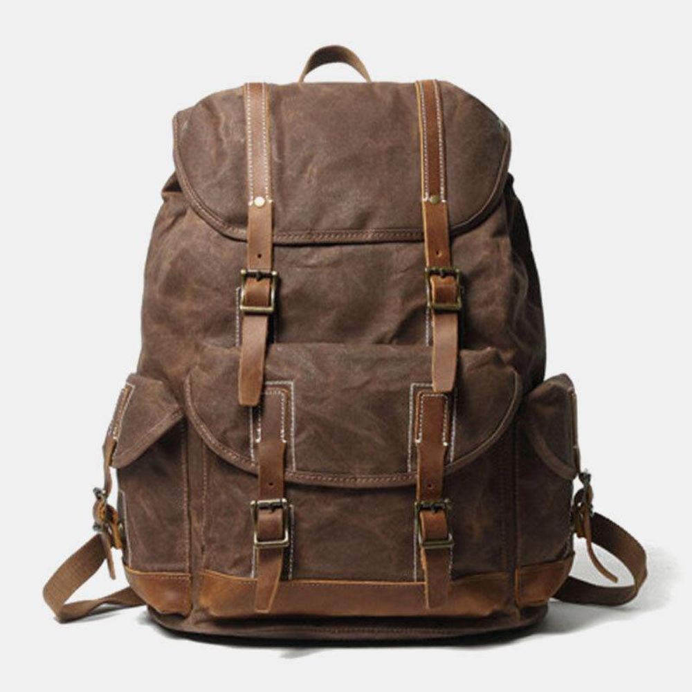 Herren-Segeltuch-Retro-Reisen Im Freien Wandern Große Kapazität Rucksack Mit Mehreren Taschen