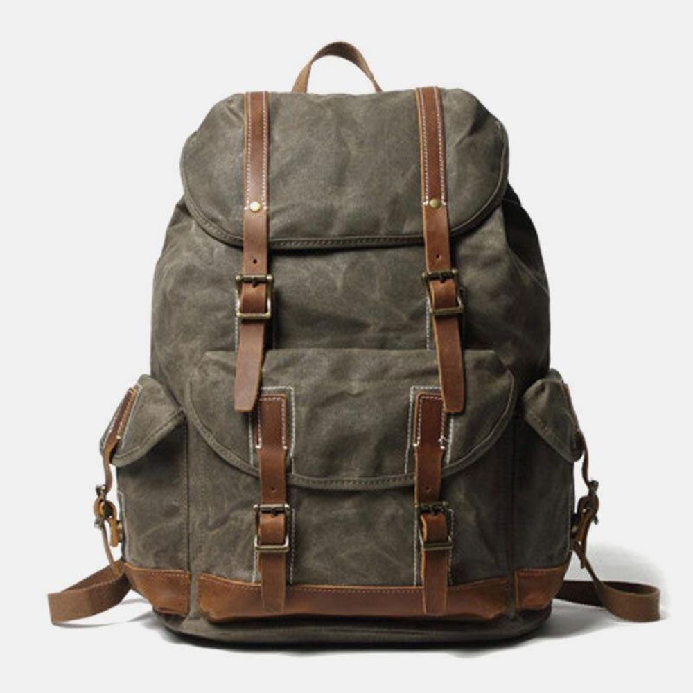 Herren-Segeltuch-Retro-Reisen Im Freien Wandern Große Kapazität Rucksack Mit Mehreren Taschen