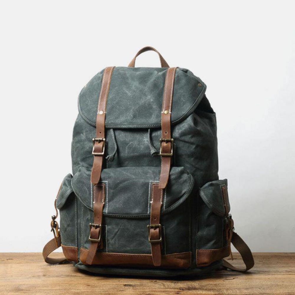 Herren-Segeltuch-Retro-Reisen Im Freien Wandern Große Kapazität Rucksack Mit Mehreren Taschen