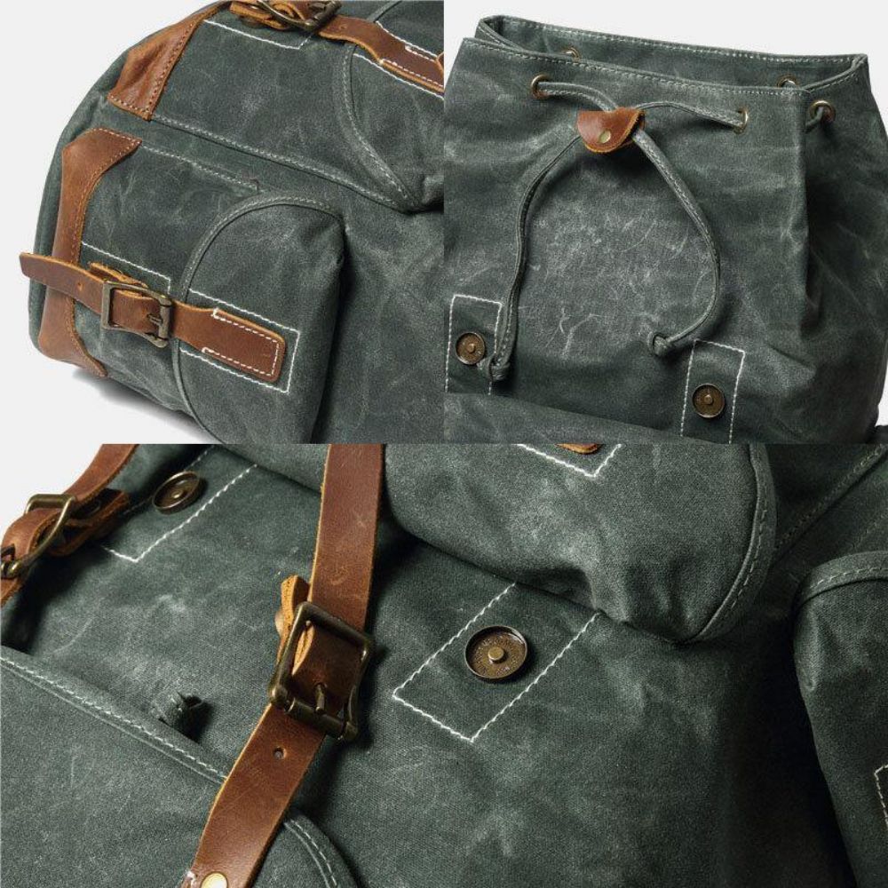 Herren-Segeltuch-Retro-Reisen Im Freien Wandern Große Kapazität Rucksack Mit Mehreren Taschen