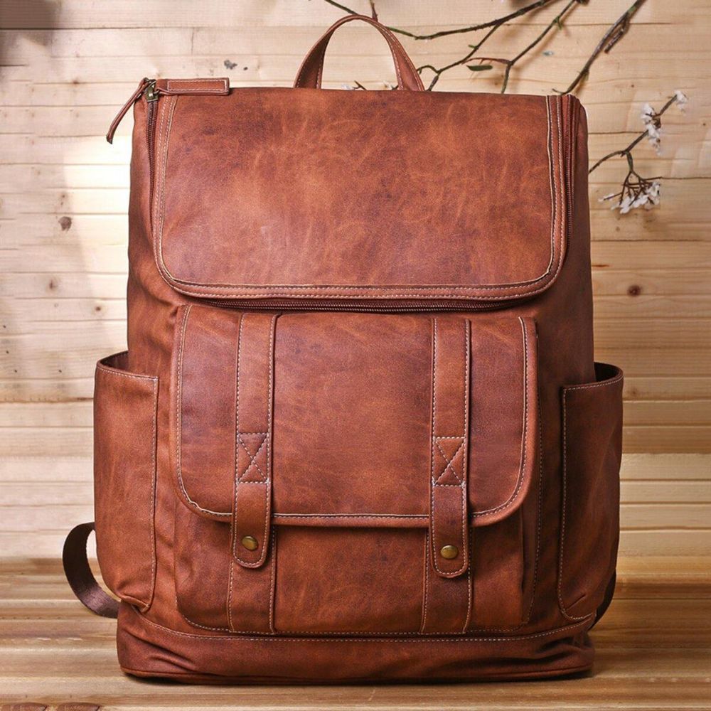 Herren Vintage Multi-Pocket Anti-Diebstahl 15.6 Zoll Laptop Rucksack