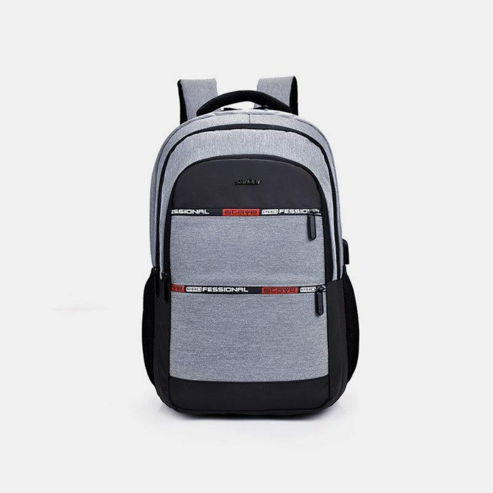 Männer Nylon Usb Lade Wasserdicht Große Kapazität 15.6 Zoll Laptoptasche Reiserucksack