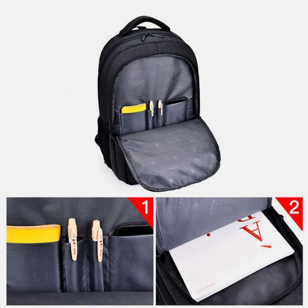 Männer Nylon Usb Lade Wasserdicht Große Kapazität 15.6 Zoll Laptoptasche Reiserucksack