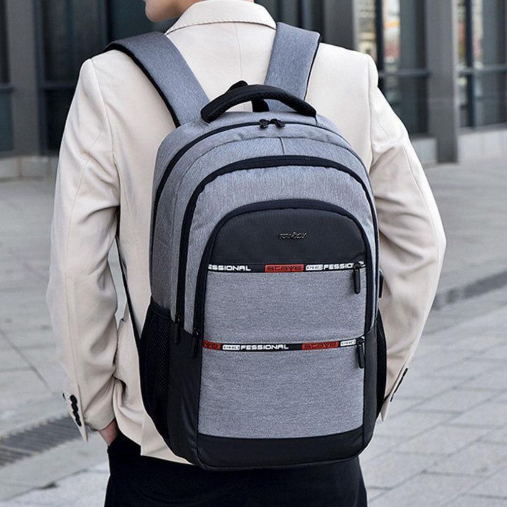 Männer Nylon Usb Lade Wasserdicht Große Kapazität 15.6 Zoll Laptoptasche Reiserucksack