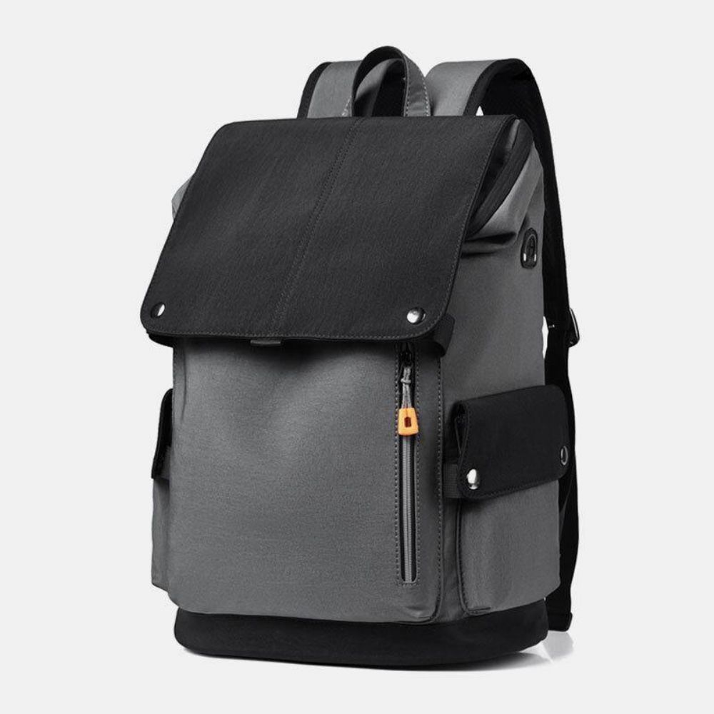 Männer Oxford Tuch Große Kapazität Kontrastfarbe Lässige Mode Reise 14 Zoll Laptoptasche Rucksack Mit Usb-Aufladung