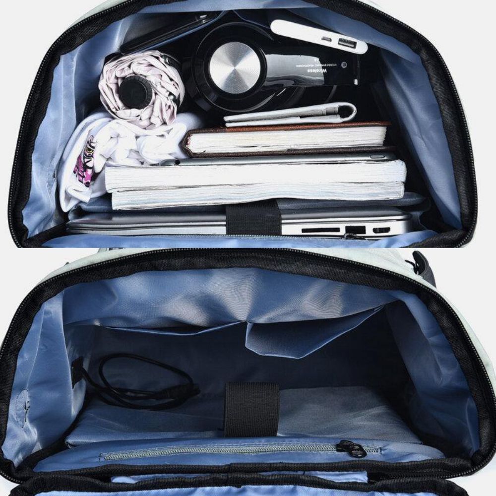 Männer Oxford Tuch Große Kapazität Kontrastfarbe Lässige Mode Reise 14 Zoll Laptoptasche Rucksack Mit Usb-Aufladung