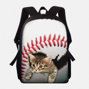 Unisex Dacron Large Capacity Cat Dog Im Baseball Football Pattern Printing Rucksack Schultasche