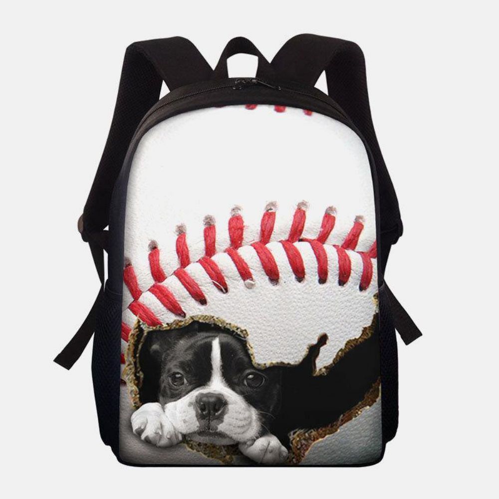 Unisex Dacron Large Capacity Cat Dog Im Baseball Football Pattern Printing Rucksack Schultasche