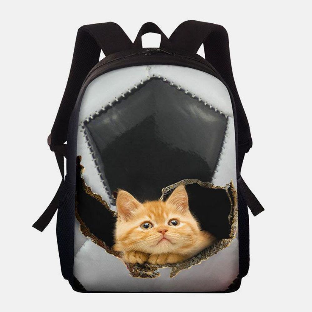 Unisex Dacron Large Capacity Cat Dog Im Baseball Football Pattern Printing Rucksack Schultasche