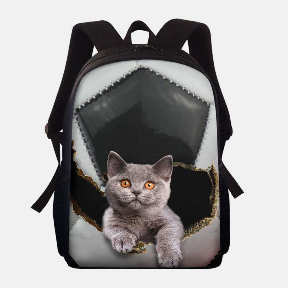 Unisex Dacron Large Capacity Cat Dog Im Baseball Football Pattern Printing Rucksack Schultasche