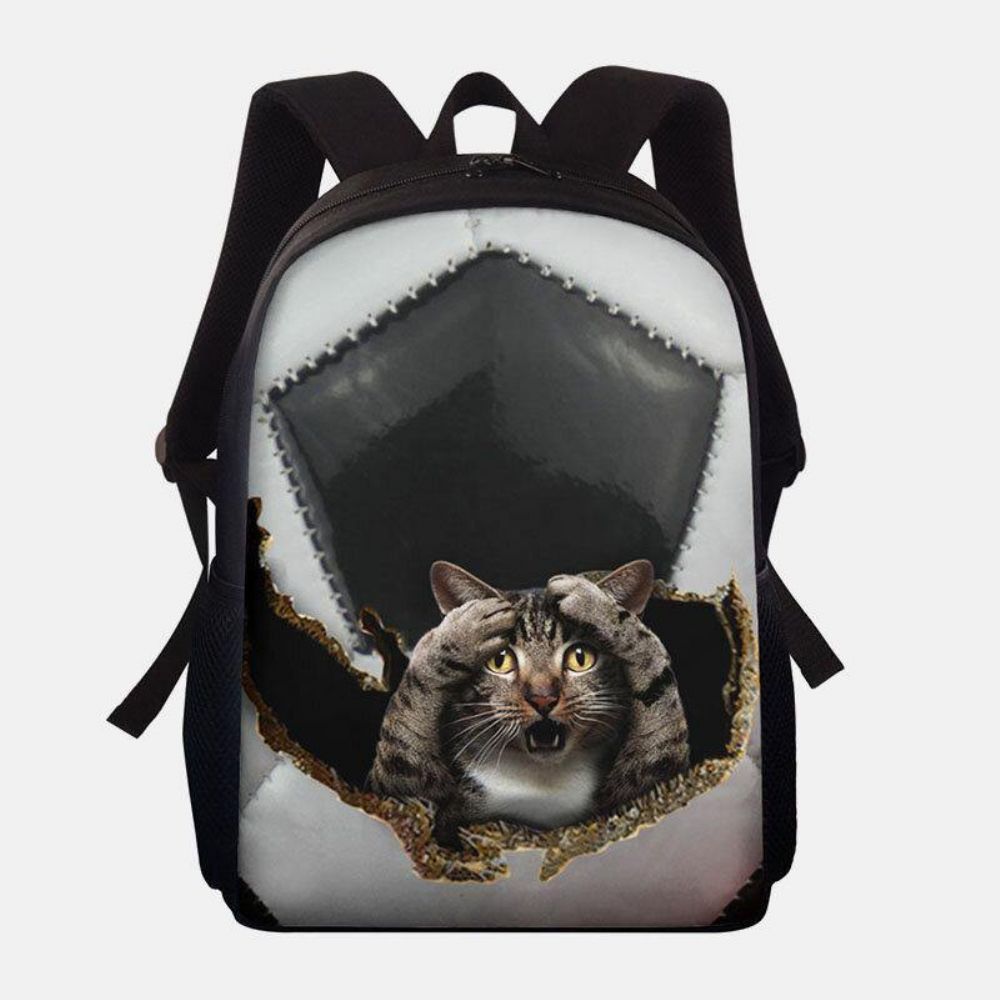 Unisex Dacron Large Capacity Cat Dog Im Baseball Football Pattern Printing Rucksack Schultasche