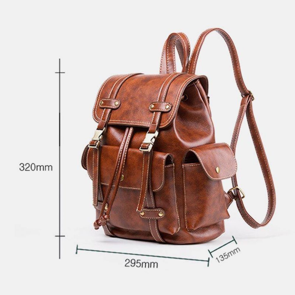 Unisex Kunstleder Business Retro Einfarbig Täglich Große Kapazität Schultasche Rucksack