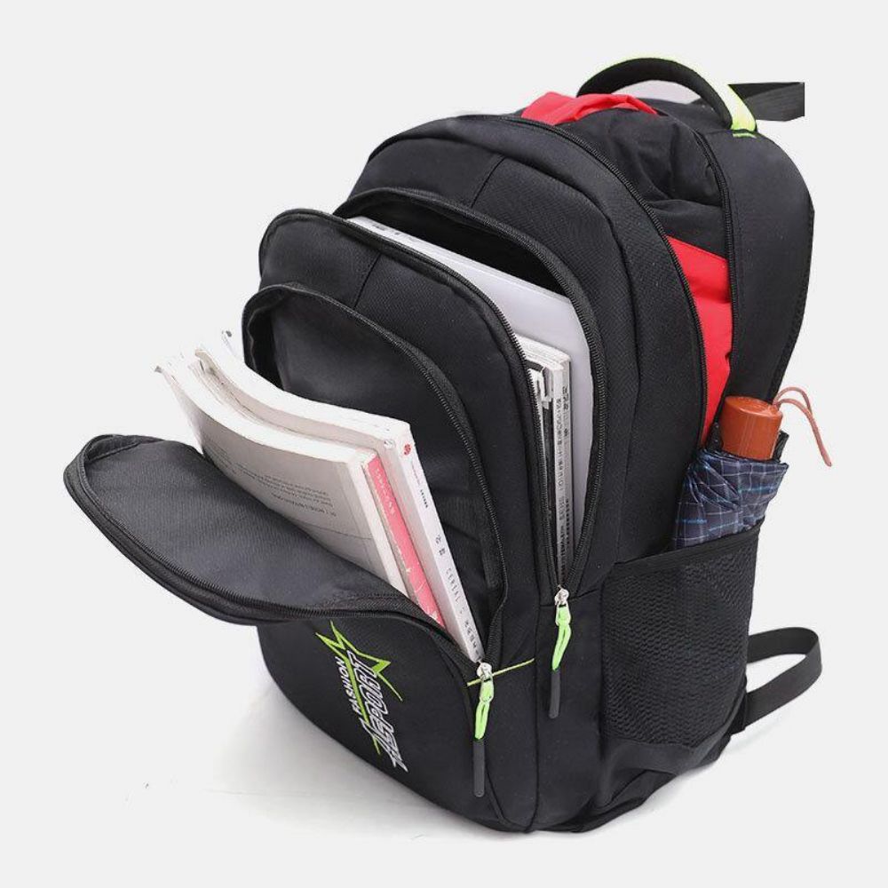 Unisex Nylon Multi-Layer Große Kapazität Einfarbig Schultasche Reiserucksack