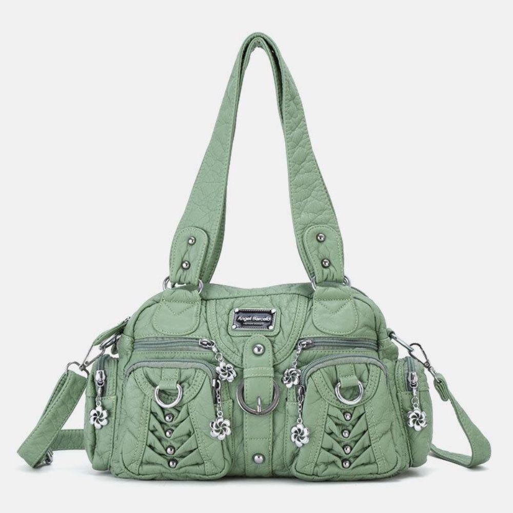 Angel Kiss Damen Pu-Leder Multi-Carry Einfarbig Mode Lässig Umhängetasche Umhängetasche Handtasche