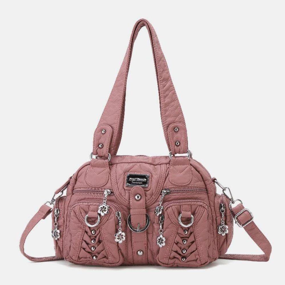 Angel Kiss Damen Pu-Leder Multi-Carry Einfarbig Mode Lässig Umhängetasche Umhängetasche Handtasche