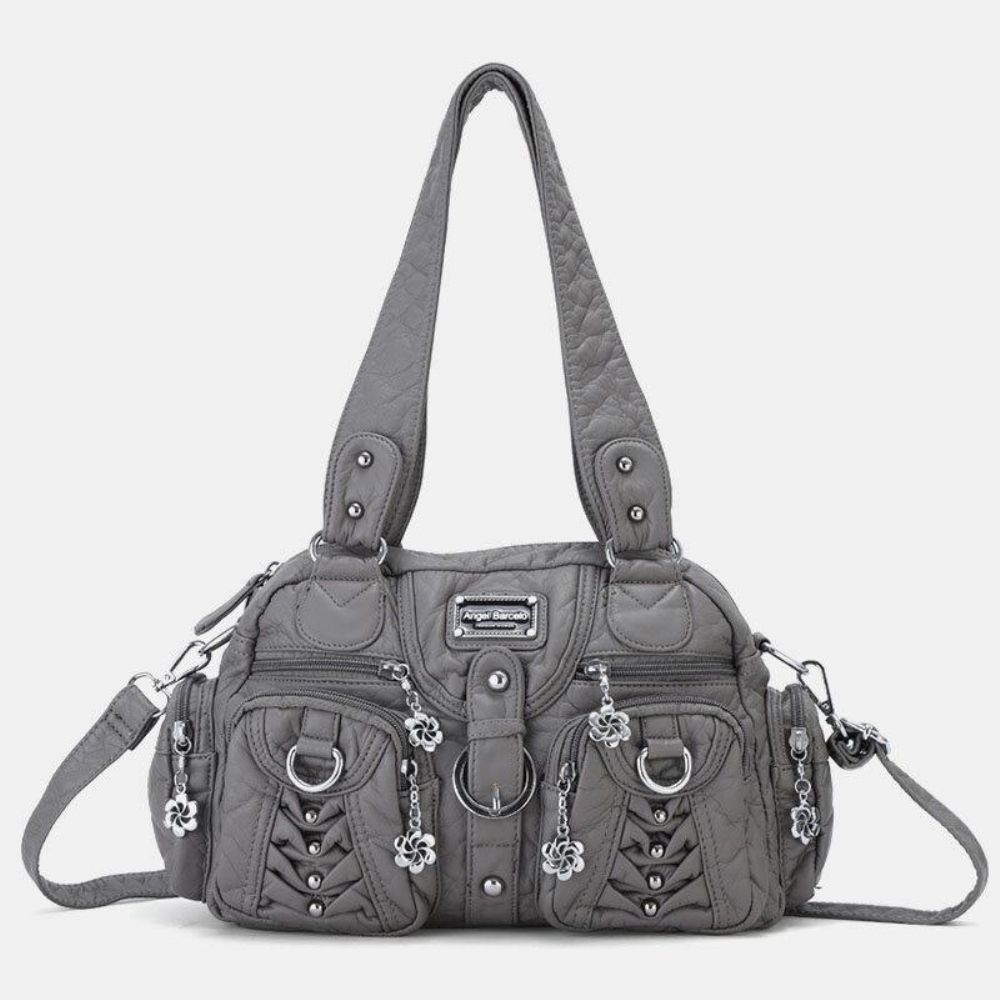 Angel Kiss Damen Pu-Leder Multi-Carry Einfarbig Mode Lässig Umhängetasche Umhängetasche Handtasche