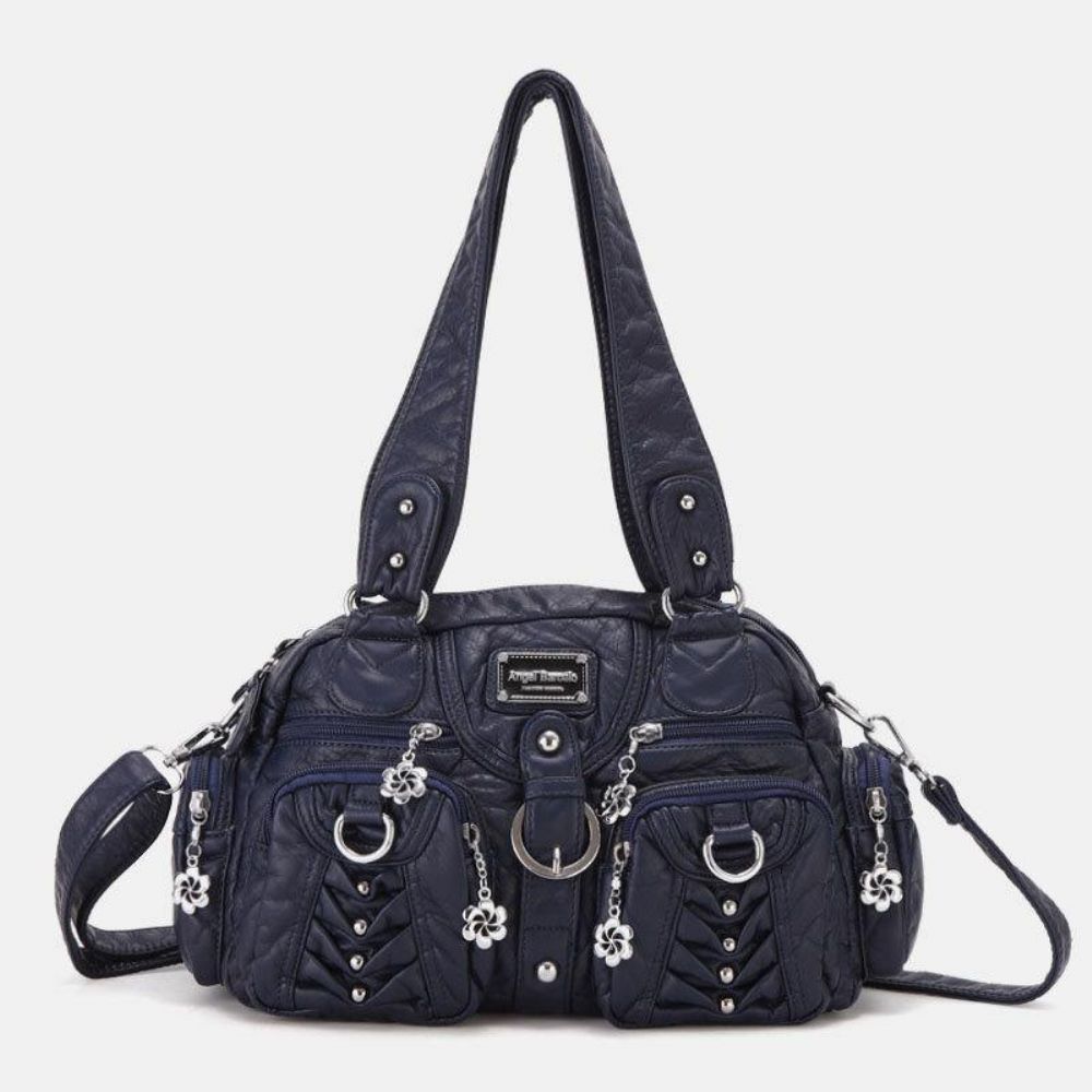 Angel Kiss Damen Pu-Leder Multi-Carry Einfarbig Mode Lässig Umhängetasche Umhängetasche Handtasche