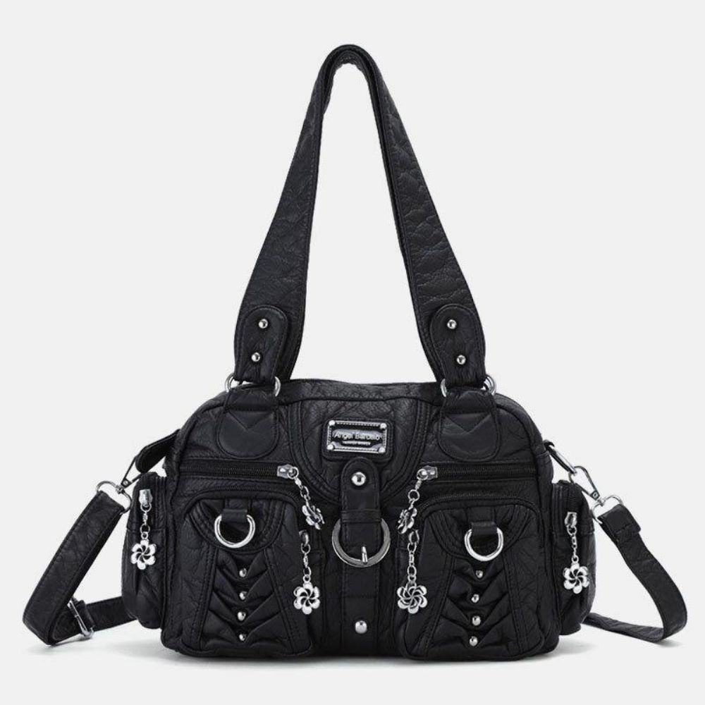 Angel Kiss Damen Pu-Leder Multi-Carry Einfarbig Mode Lässig Umhängetasche Umhängetasche Handtasche