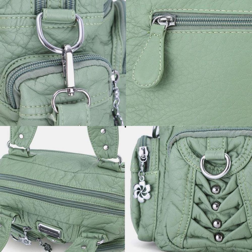 Angel Kiss Damen Pu-Leder Multi-Carry Einfarbig Mode Lässig Umhängetasche Umhängetasche Handtasche