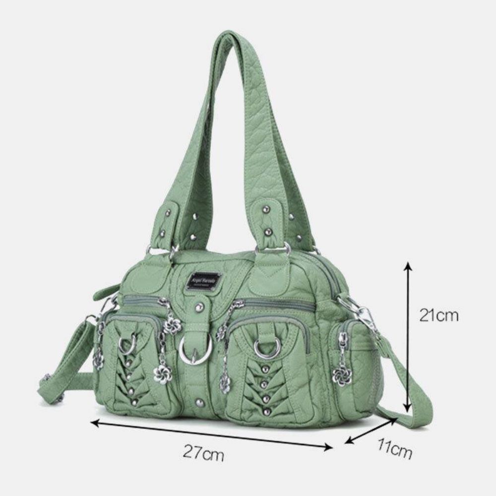 Angel Kiss Damen Pu-Leder Multi-Carry Einfarbig Mode Lässig Umhängetasche Umhängetasche Handtasche