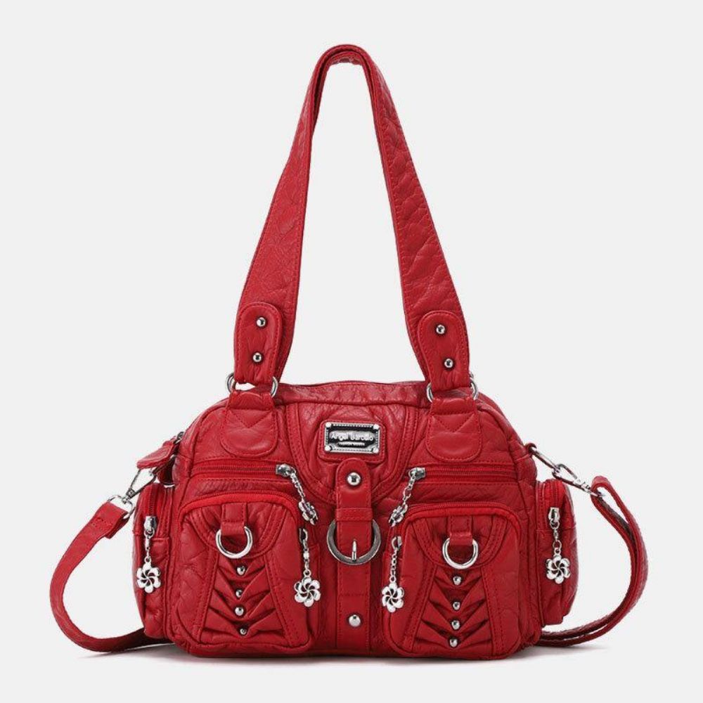 Angel Kiss Damen Pu-Leder Multi-Carry Einfarbig Mode Lässig Umhängetasche Umhängetasche Handtasche