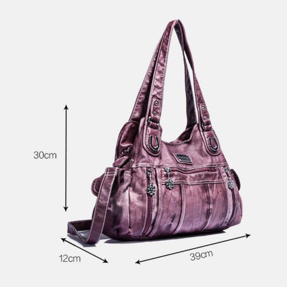 Angel Kiss Damen Pu-Leder Multi-Carry Einfarbig Umhängetasche Umhängetasche Tote Handtasche