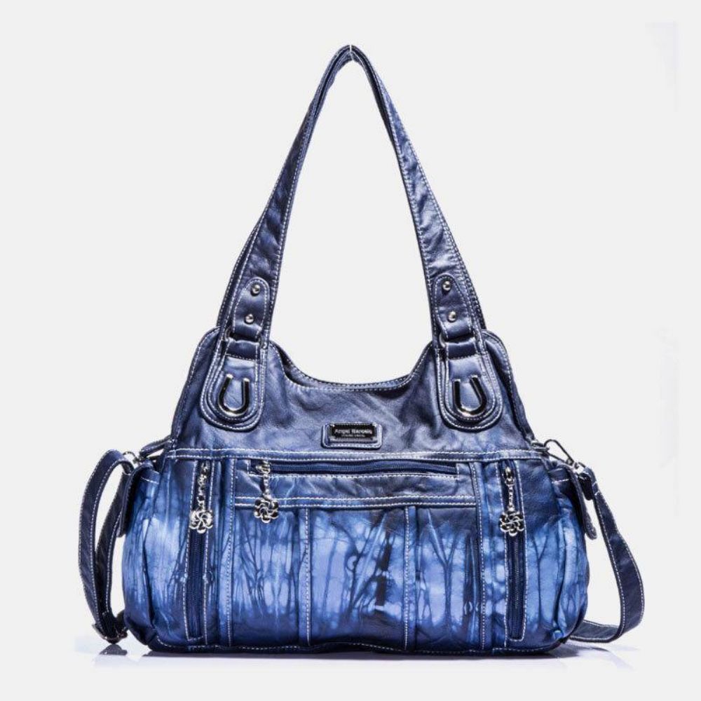 Angel Kiss Damen Pu-Leder Multi-Carry Einfarbig Umhängetasche Umhängetasche Tote Handtasche