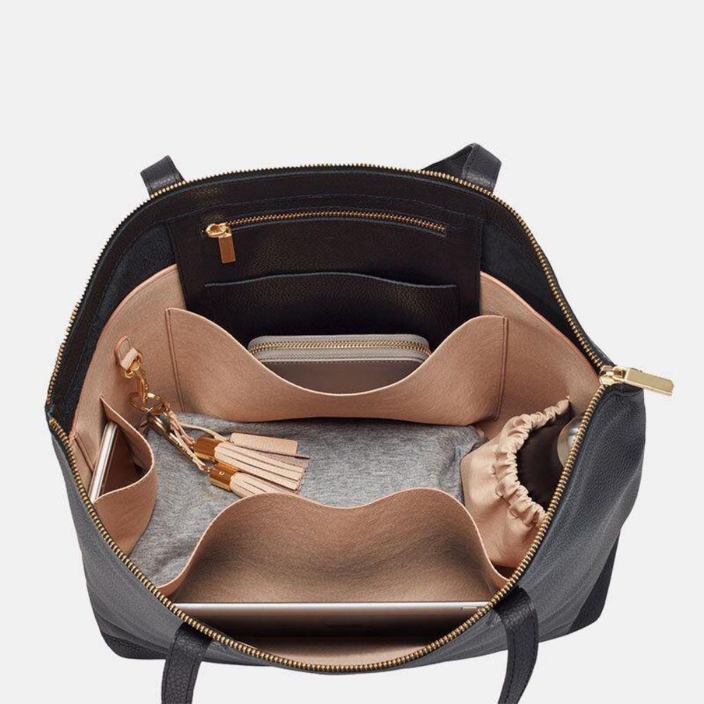 Brenice Damen Pu-Leder Schlüsselanhänger Multi-Pocket Große Kapazität Laptoptasche Aktentasche Business Handtasche