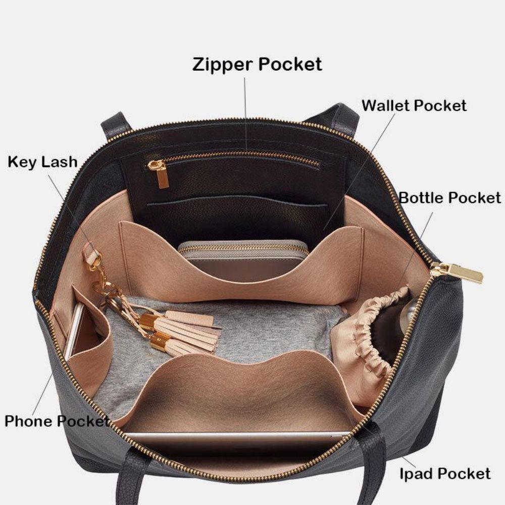 Brenice Damen Pu-Leder Schlüsselanhänger Multi-Pocket Große Kapazität Laptoptasche Aktentasche Business Handtasche