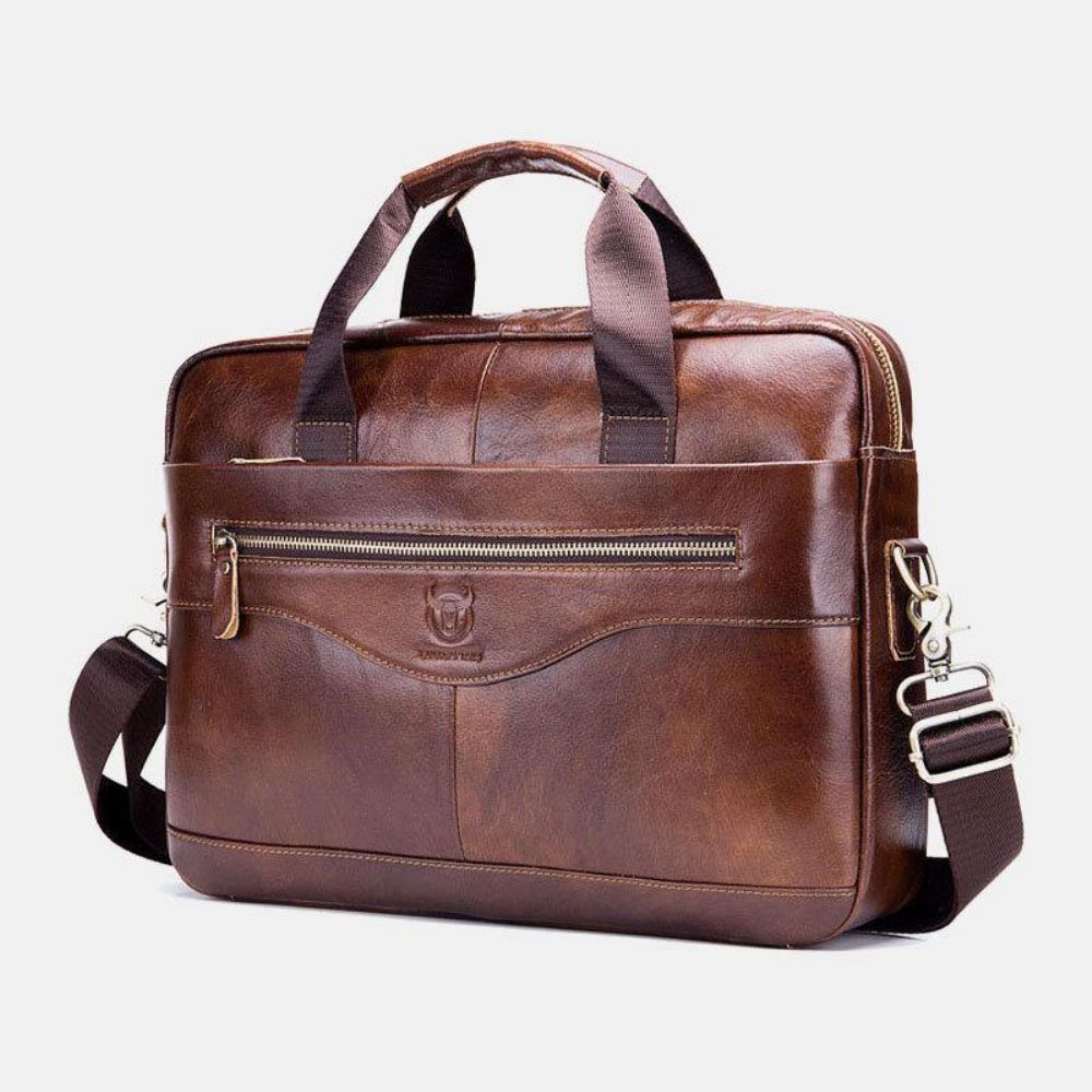 Bullcaptain Herren-Handtasche Aus Echtem Leder Business-Tasche Laptoptasche Mit Großer Kapazität Für Das Büro