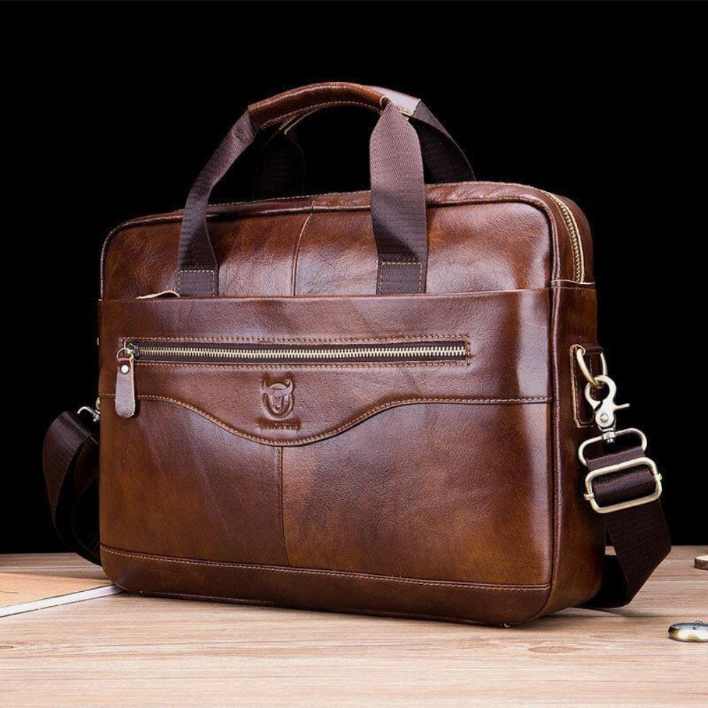 Bullcaptain Herren-Handtasche Aus Echtem Leder Business-Tasche Laptoptasche Mit Großer Kapazität Für Das Büro