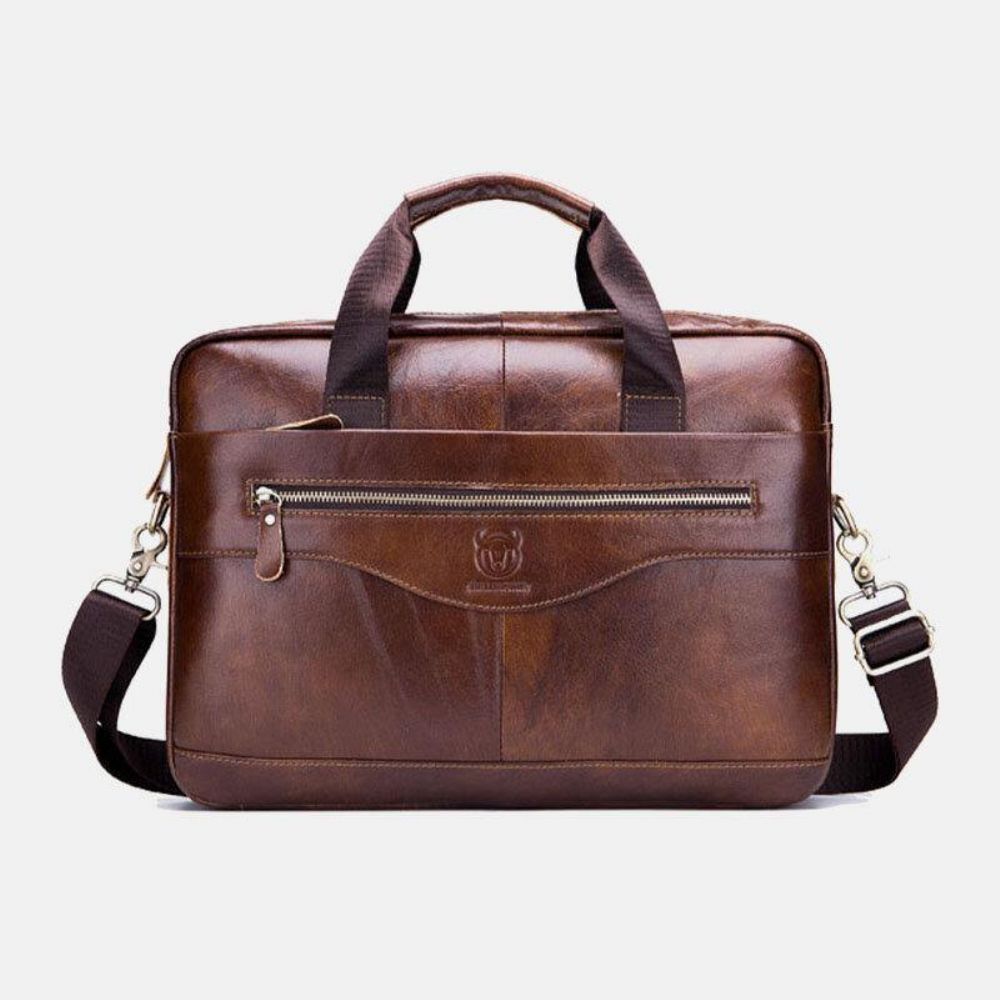 Bullcaptain Herren-Handtasche Aus Echtem Leder Business-Tasche Laptoptasche Mit Großer Kapazität Für Das Büro