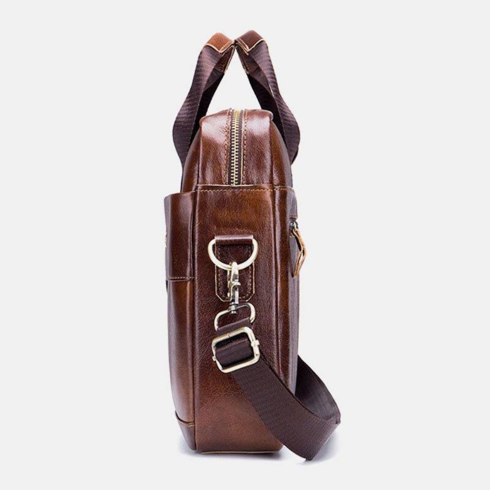 Bullcaptain Herren-Handtasche Aus Echtem Leder Business-Tasche Laptoptasche Mit Großer Kapazität Für Das Büro