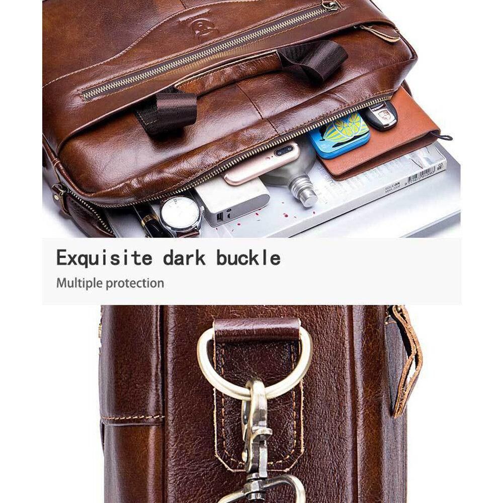 Bullcaptain Herren-Handtasche Aus Echtem Leder Business-Tasche Laptoptasche Mit Großer Kapazität Für Das Büro