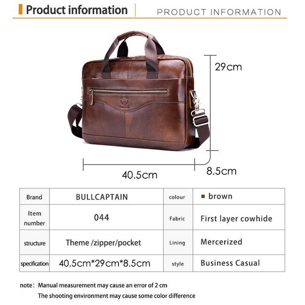 Bullcaptain Herren-Handtasche Aus Echtem Leder Business-Tasche Laptoptasche Mit Großer Kapazität Für Das Büro