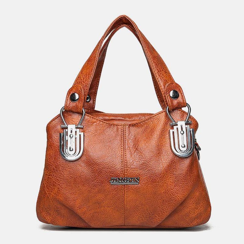 Damen Kunstleder Retro Business Shopping All-Match Große Kapazität Multi-Carry Handtasche Tote Umhängetasche