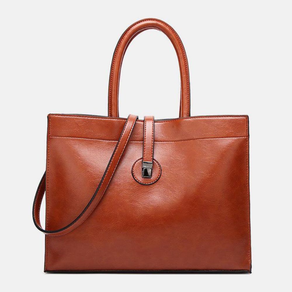 Damen Kunstleder Retro Multi-Pocket Große Kapazität Handtasche Umhängetasche Tote