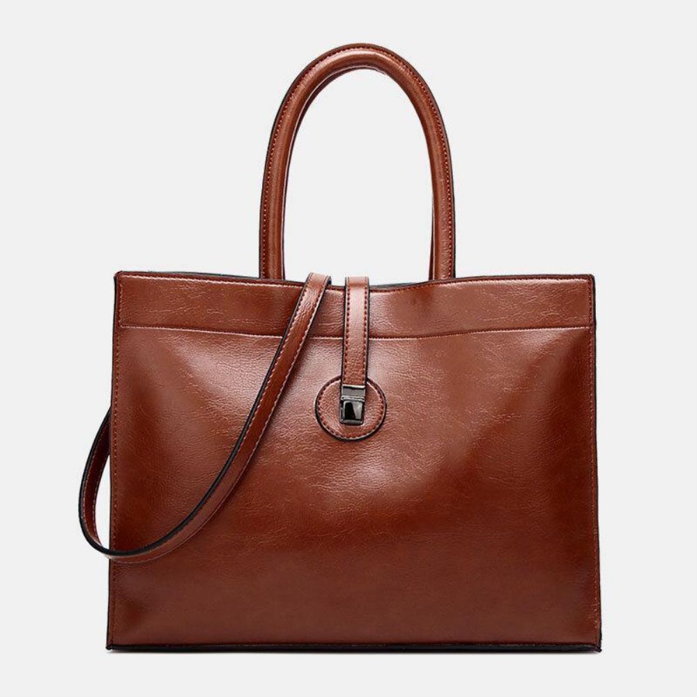 Damen Kunstleder Retro Multi-Pocket Große Kapazität Handtasche Umhängetasche Tote